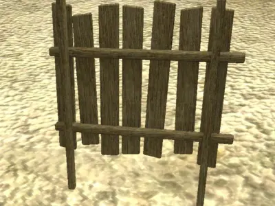 Wooden Fence Low-poly 3D model