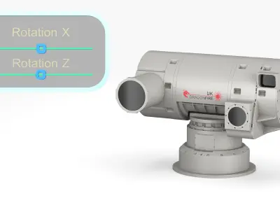 DragonFire Laser Defense Turret Grey Rigged 3D model