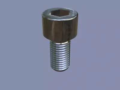Steel Stained M10 Bolt Allen Cap with PBR 4K Textures 3D model