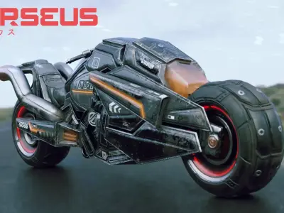 Lowpoly Military Motorcycle - Perseus Bike Low-poly 3D model