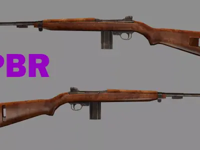 M1 Carbine C127H Luger 19 Low-poly 3D Model Low-poly 3D model
