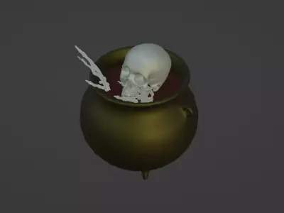 Skeleton in Cauldron 3DModel part of the Halloween package 3D model