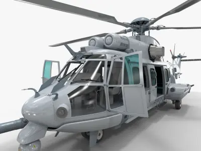 Eurocopter EC725 Caracal Tactical Transport Helicopter Rigged 4 3D model