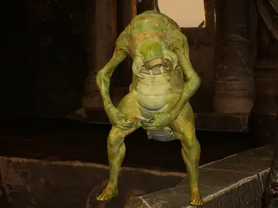 Larva Mutant Low-Poly game-ready animated 3D model Low-poly 3D model