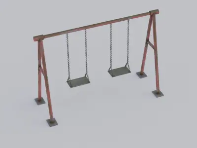 Outdoor swing for kids Low-poly 3D model