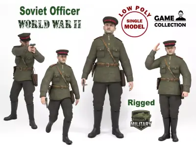 Soviet Officer Low-poly 3D model