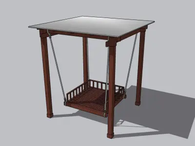 Wooden Bed Swing Free 3D model
