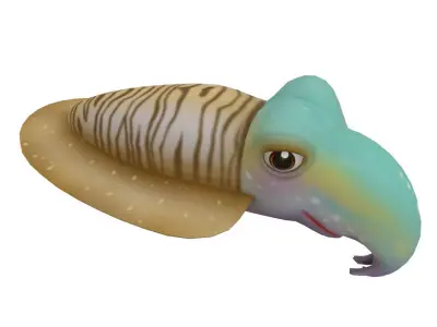 Common Cuttle Fish Cartoon Animated Low-poly 3D model