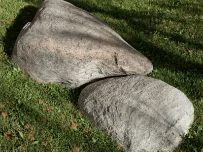  Two Mottled Smooth Round Large Rock Boulder Models 