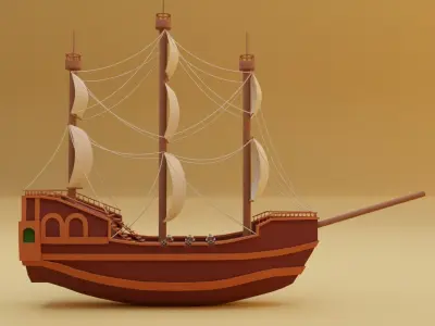 Stylized water ship 3D model for game 3D model