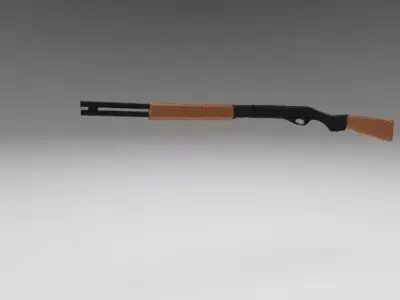 Shortgun wooden shotgun Low-poly 3D model