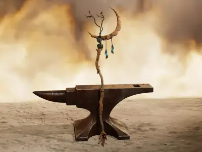 Druid Staff Low-poly 3D model