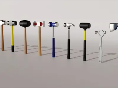 Realistic Hammers Collection 3D model