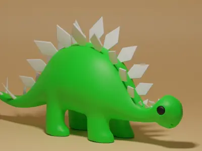 Cartoon Cute Dinosaur Stegosaurus Toy 3D model