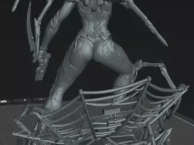Cyber Widow Assassin Futuristic Spider Warrior STL 3D print model