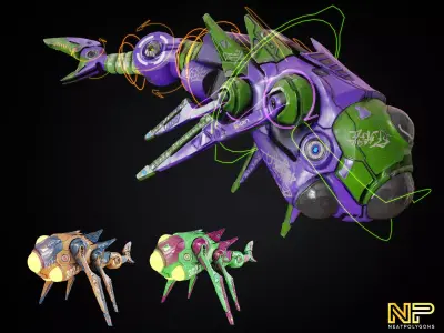 Sci-fi Underwater Drone - Stylized Submarine Low-poly 3D model