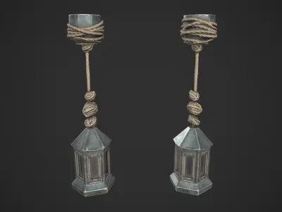 Hanging Medieval Lamp Low-poly 3D model