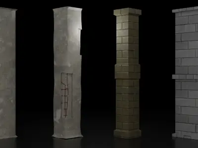 Stone Pillar Pack Low-poly 3D model