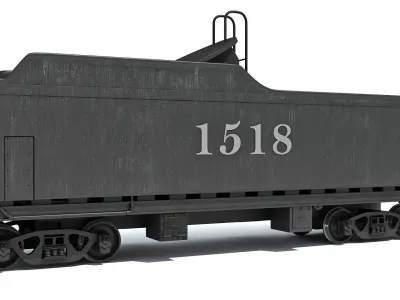 Black Railway Coal Carrying Car Steam Train 3D model