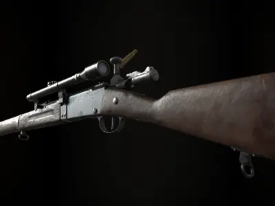 Lebel 1886 M93 With Scope and Bayonet Low-poly 3D model