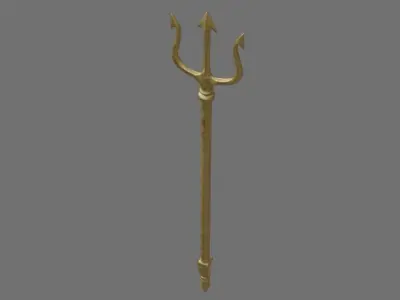 Trident 1 golden spear Low-poly 3D model