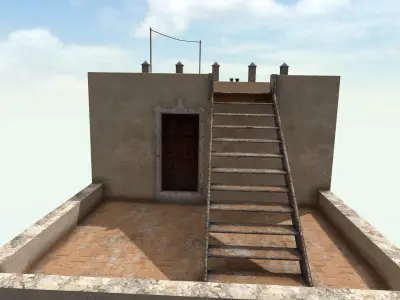 Old High-Quality 3D Colonial House Low-poly 3D model