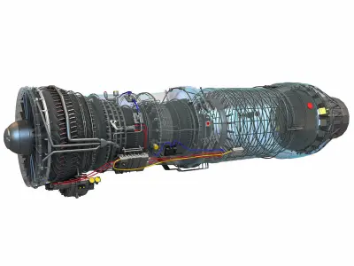 Pratt Whitney F100 Turbofan Engine 3D model