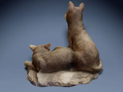 Wolf Puppy Figure Low-poly 3D model