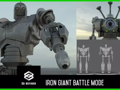 Iron Giant- Battle Mode- Transform-  lowpoly - gameready Low-poly 3D model