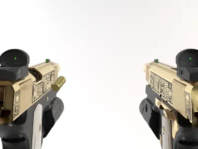 Malefic Engraved 1911 Pistol Low-poly 3D model