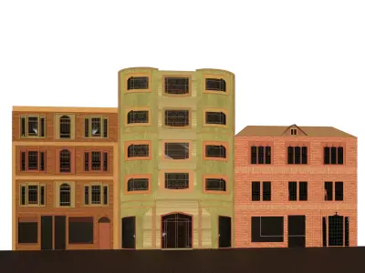 Facade buildings at night 3D model