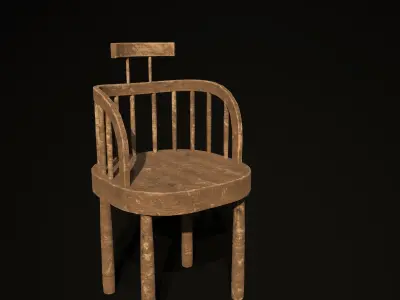 chair 3d model wooden Low-poly 3D model