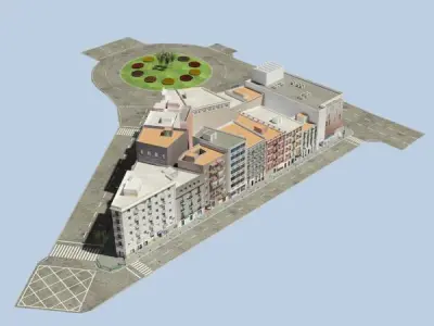 5 City Blocks Collection Low-poly 3D model