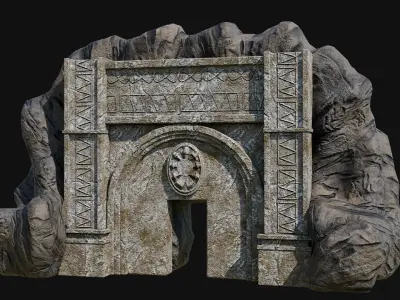 CAVE ENTRANCE GATE PORTAL DUNGEON ANCIENT TEMPLE COLLECTION Low-poly 3D model