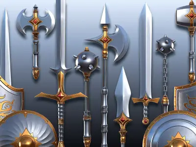 Fantasy Weapons Low-poly 3D model