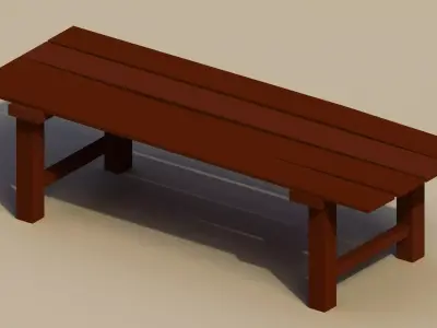Low Poly Wooden Bench Low-poly 3D model