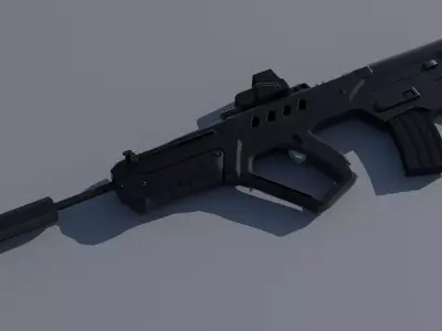 IWI Tavor TAR-21 EOTech and Suppressor  Low-poly 3D model