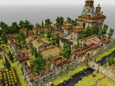 Voxel Orc Castle Asset Low-poly 3D model