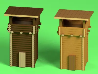 Low Poly Wood Tower 2 Low-poly 3D model