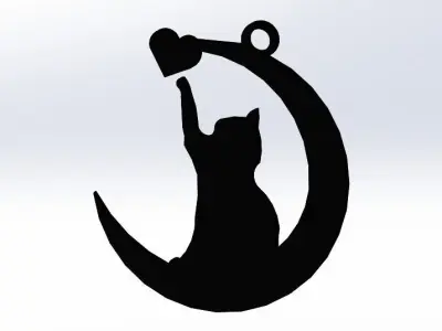 cat and moon earrings 3D model