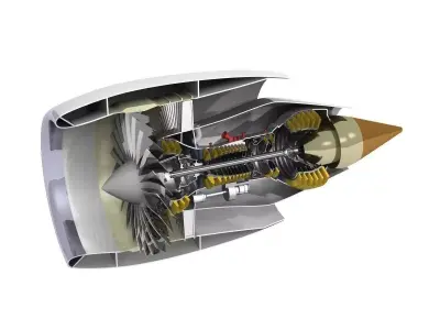 Turbofan cutaway 3D model
