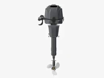 Outboard portable boat motor with folded tiller 3D model