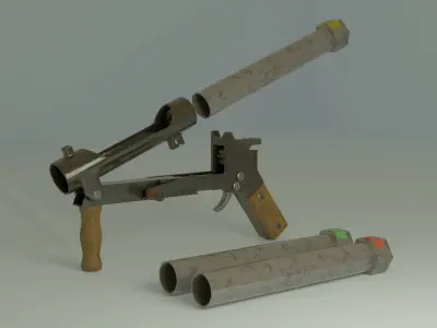 Pipe Hand Cannon Shotgun Low-poly 3D model