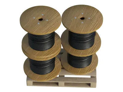 Cable Reel Drums On Wooden Pallet 3D model