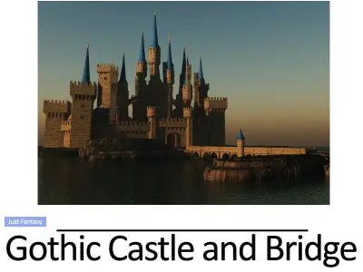 Gothic Castle and Gothic Bridge 3D model