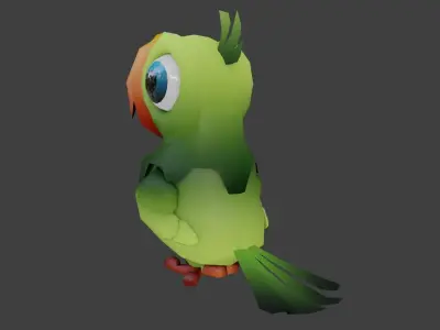Low-Poly Cartoon Parrot Not Rigged Low-poly 3D model