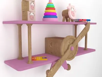airplane shelf for baby room Free 3D model