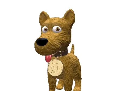 Yellow Dog Low-poly 3D model