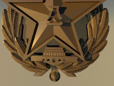 badge with star and laurel 3D model