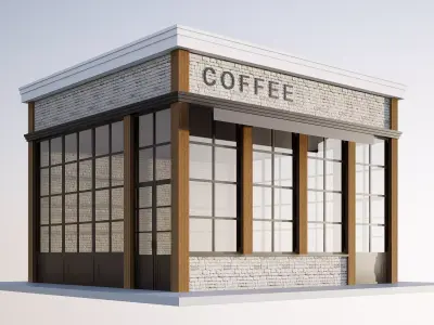 coffee shop Low-poly 3D model
